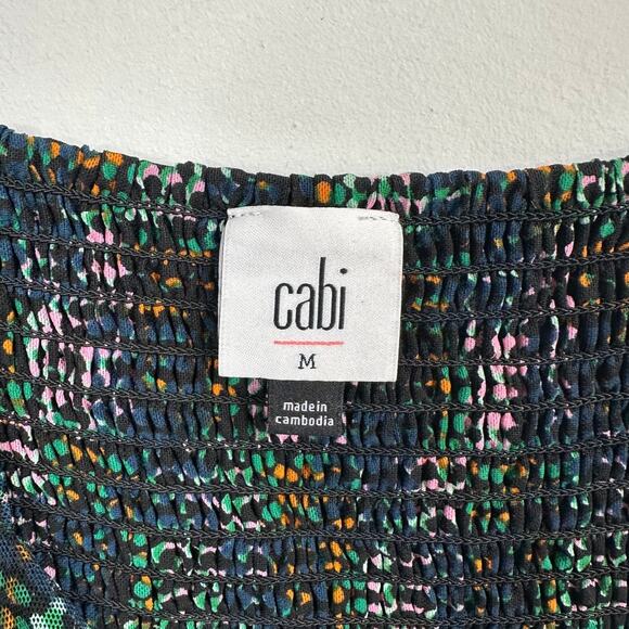 CAbi Elaine Puff Sleeve Dark Green A-Line Dress - Picture 9 of 11